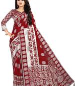 Maroon woven cotton silk saree with blouse
