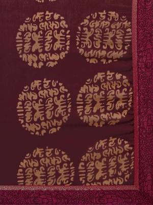 Brown printed georgette saree with blouse 4
