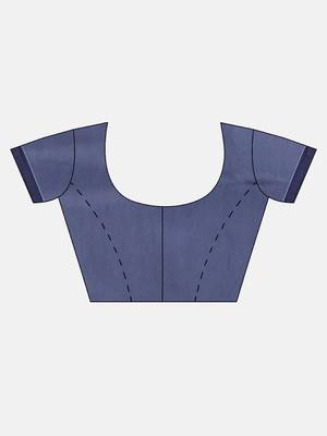 Navy blue printed georgette saree with blouse 5