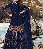 Blue embroidered faux georgette salwar