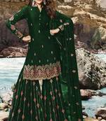 Green embroidered faux georgette salwar
