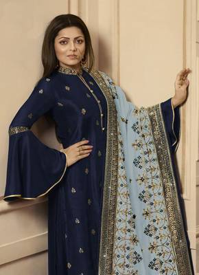 Blue embroidered silk salwar 2