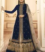 Blue embroidered faux georgette salwar
