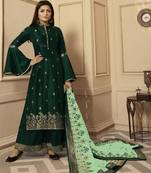 Green embroidered silk salwar