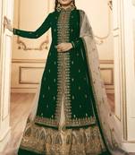 Green embroidered faux georgette salwar