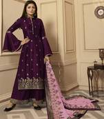 Purple embroidered silk salwar