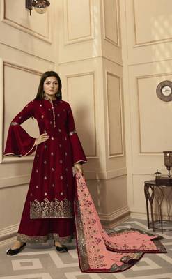 Red embroidered silk salwar 1