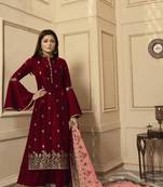 Red embroidered silk salwar