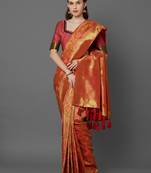 Mustard woven cotton silk saree with blouse