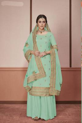 Green embroidered silk salwar 1