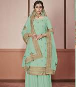 Green embroidered silk salwar