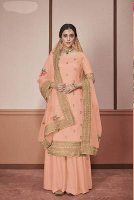 Orange embroidered silk salwar 1