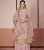 Pink embroidered silk salwar