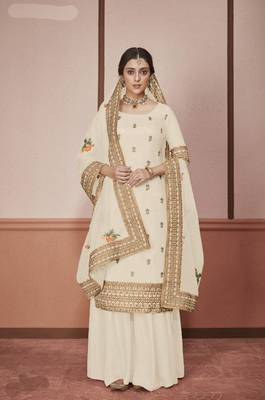 White embroidered silk salwar 1