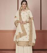 White embroidered silk salwar