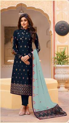 Blue embroidered silk salwar 1