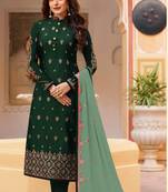 Green embroidered silk salwar