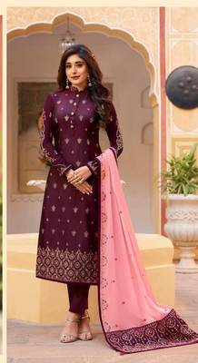 Purple embroidered silk salwar 1