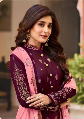 Purple embroidered silk salwar 2