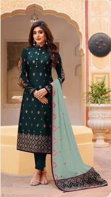Royal-blue embroidered silk salwar 1