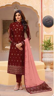 Red embroidered silk salwar 1