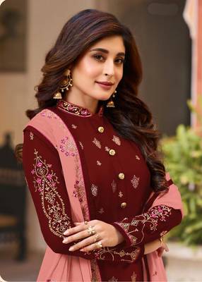 Red embroidered silk salwar 2