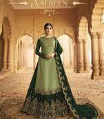 Green embroidered silk salwar