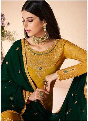 Yellow embroidered faux georgette salwar 2