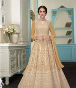 Yellow embroidered faux georgette salwar