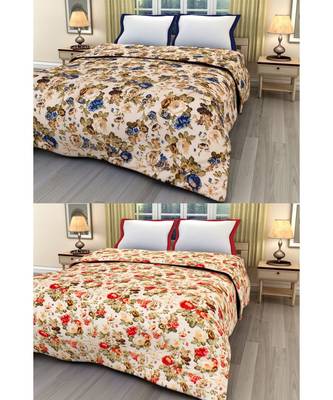 Set of 2 floral print Design Single Bed Reversible AC Blanket 1