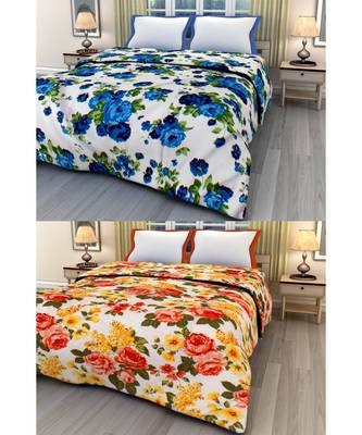 Set of 2 floral print Design Single Bed Reversible AC Blanket 1
