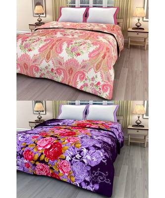 Set of 2 floral print Design Single Bed Reversible AC Blanket 1
