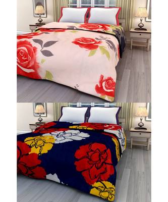 Set of 2 floral print Design Single Bed Reversible AC Blanket 1
