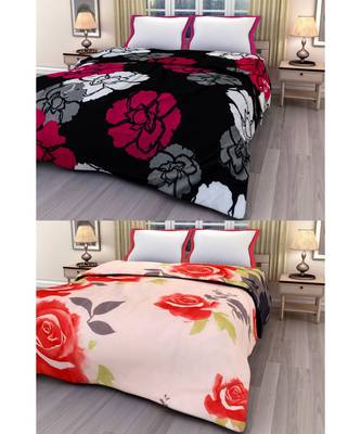 Set of 2 floral print Design Single Bed Reversible AC Blanket 1