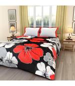 Red and Black floral print Printed Single Bed Reversible AC Blanket