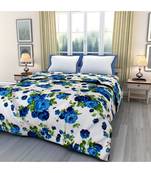 Blue floral print Printed Single Bed Reversible AC Blanket