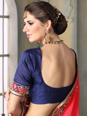 Blue Embroidered Net Unstitched Lehenga With Dupatta 3