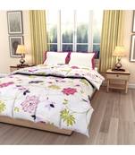 White floral print Printed Single Bed Reversible AC Comforter
