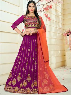Embroidered Art Silk Semi Stitched Lehenga 1