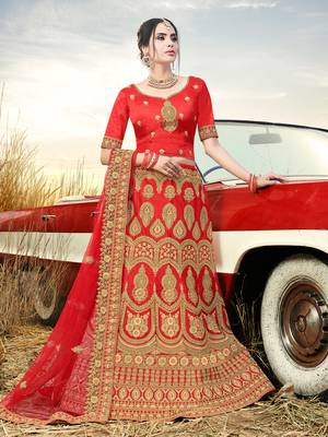 Embroidered Art Silk Semi Stitched Lehenga 1