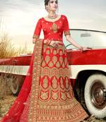 Embroidered Art Silk Semi Stitched Lehenga