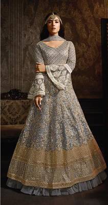 Grey embroidered net salwar 1