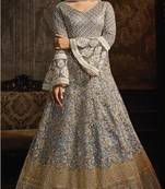 Grey embroidered net salwar