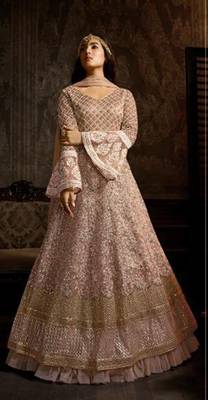 Pink embroidered net salwar 1