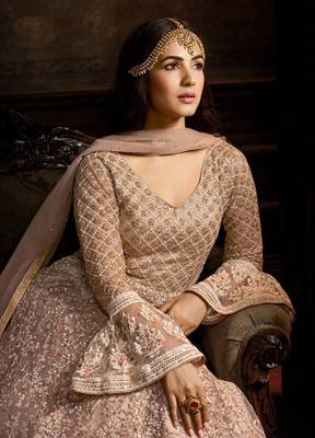 Pink embroidered net salwar 2