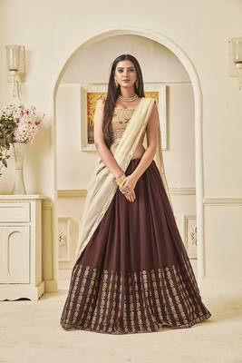 Heavy Embroidered Work Unstitched Lehenga Choli With Blouse 3