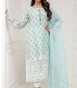 Light-sky-blue embroidered georgette salwar
