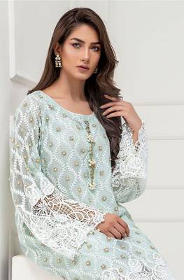 Light-sky-blue embroidered georgette salwar 2