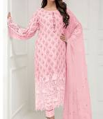 Pink embroidered georgette salwar