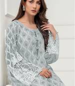 Light-grey embroidered georgette salwar